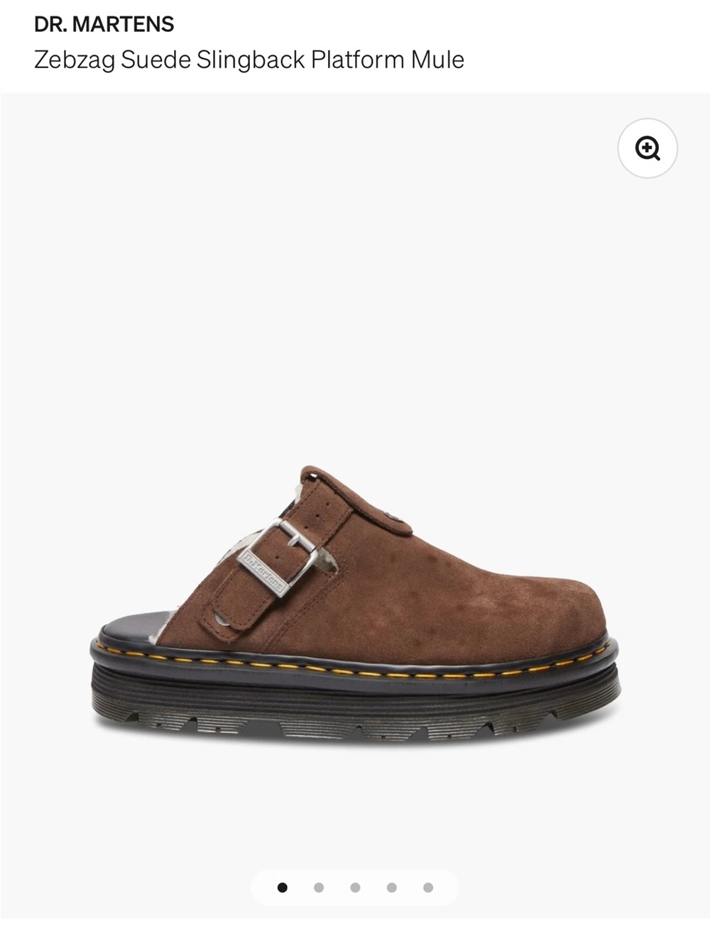 Dr. Martens Brown Suede Zebzag Slingback Platform Mule